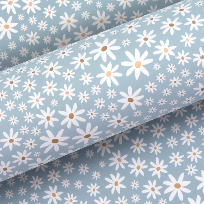 Wrapping Paper Daisies Light Blue
