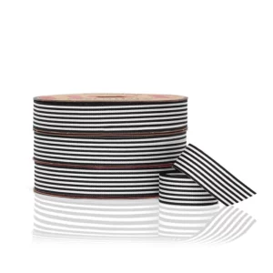 Striped Grosgrain Ribbon Black:White