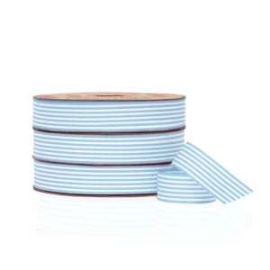 Striped Grosgrain Ribbon Light Blue:White