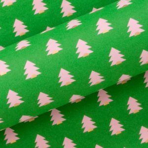 Christmas Wrapping Paper Christmas Trees Pink