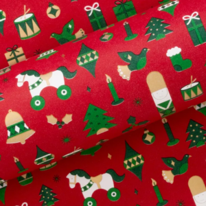 Christmas Wrapping Paper Drummer Boy Red and Green