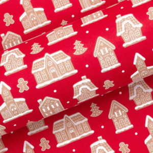 wrapping paper Red Gingerbread House
