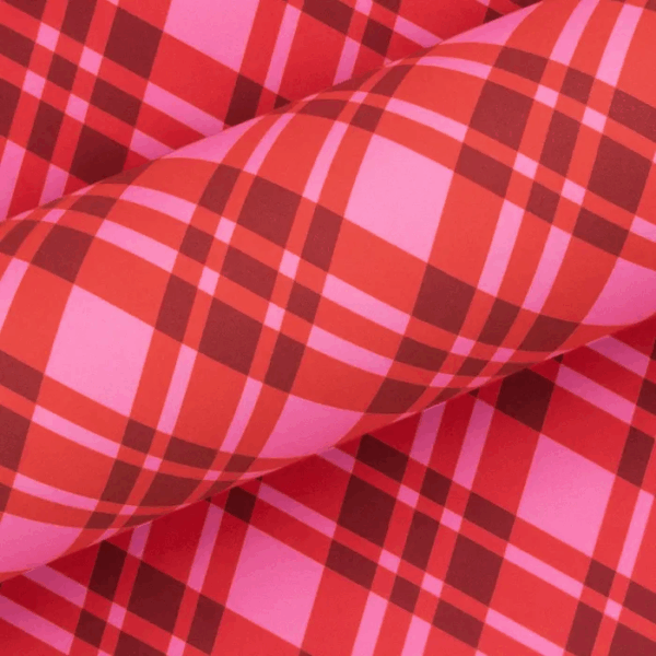 Christmas Wrapping Paper Plaid Bright Pink